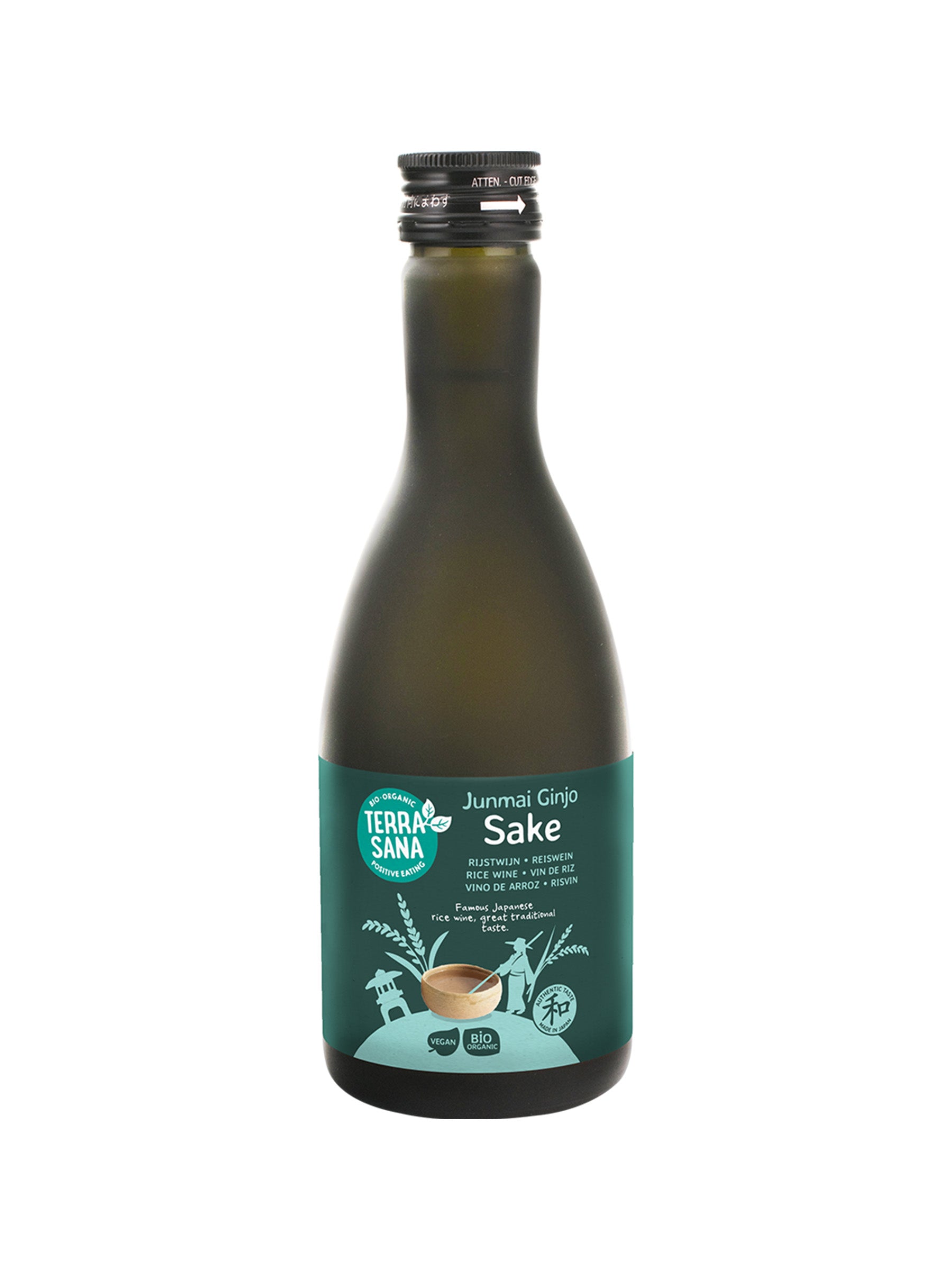 Terrasna Sake Kankyo 15% bio sauce bottle, 300ml, in a clear glass container with label, used as a flavor enhancer or condiment.