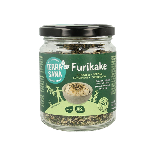 TerraSana Furikake eco bio seasoning in a 100g package, featuring a mix of herbs, salts, and meal enhancers for Japanese cuisine.