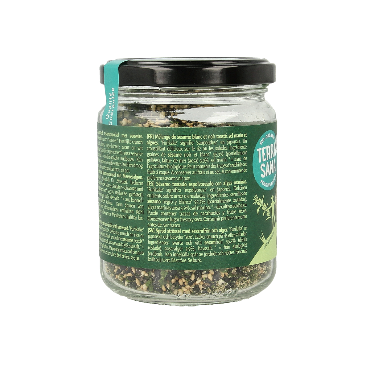 TerraSana Furikake eko bio kruiden en maaltijdmix, 100g, featuring a colorful blend of dried seaweed, sesame seeds, and spices.