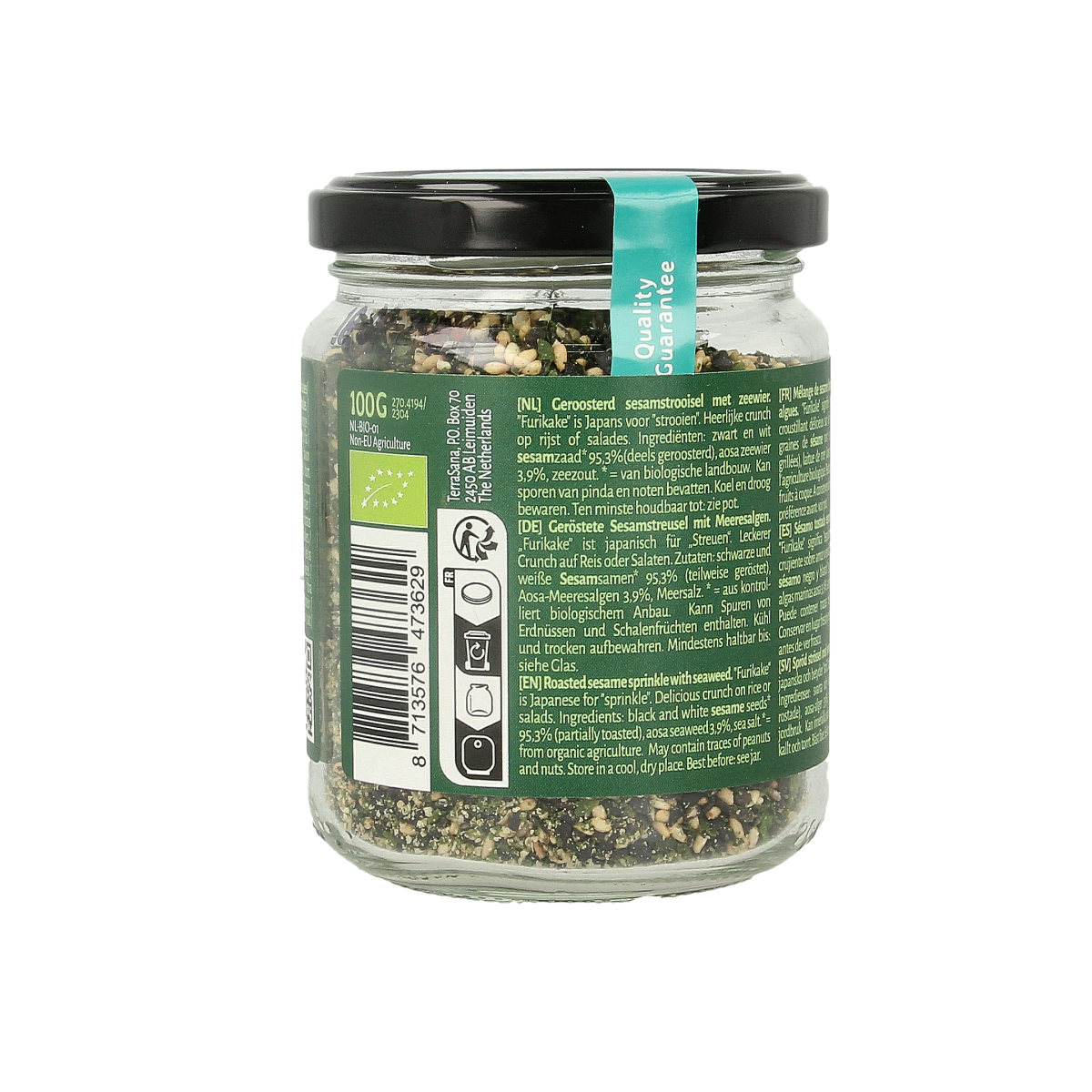 TerraSana Furikake eko bio kruiden en maaltijdmix, 100g, with colorful seasoning blend and packaging visible.