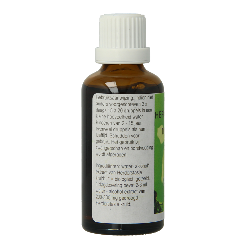 Elix Herderstasje tinctuur bio in 50ml bottle, herbal supplement by Elix, showing the tincture bottle with label and herbal packaging.