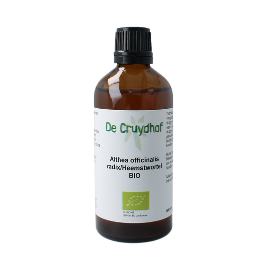 Cruydhof Althaea officinalis herbal tincture in a 100ml bottle, natural medicinal herbal preparation for soothing remedies.