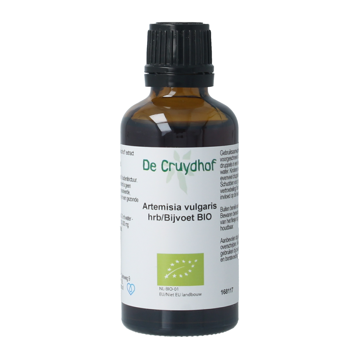 Cruydhof Artemisia vulgaris herbal tincture in 50ml bottle, natural herbal remedy for wellness, product image showing the tincture bottle.