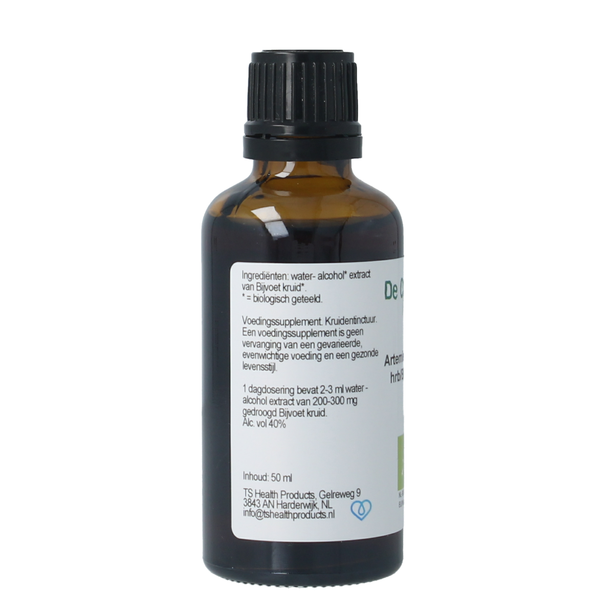 Cruydhof Artemisia vulgaris organic herb tincture in a 50ml bottle, showing the herbal extract and packaging.