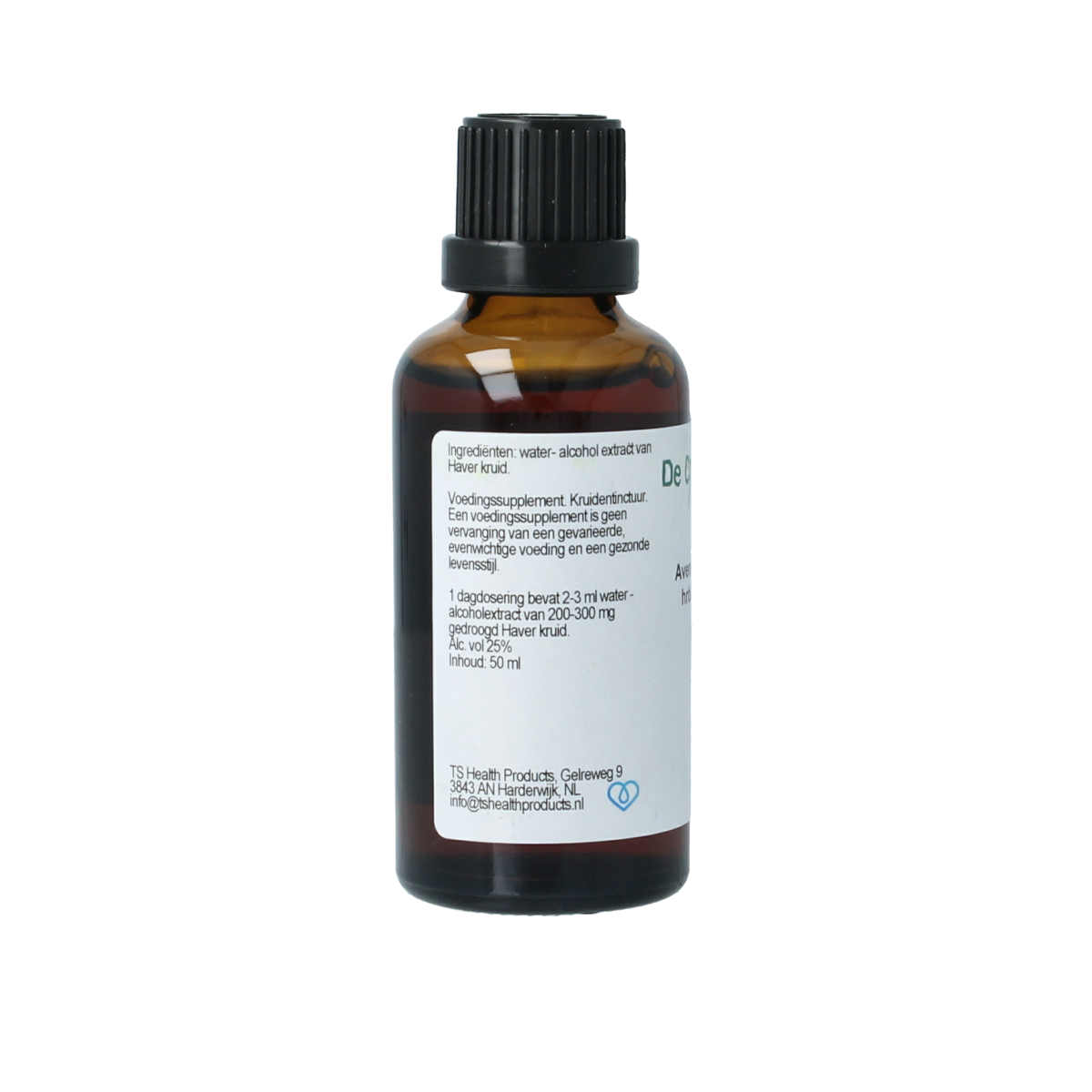 Cruydhof Avena sativa herb tincture in a 50ml bottle, featuring a dropper cap, used for herbal remedies and natural health.