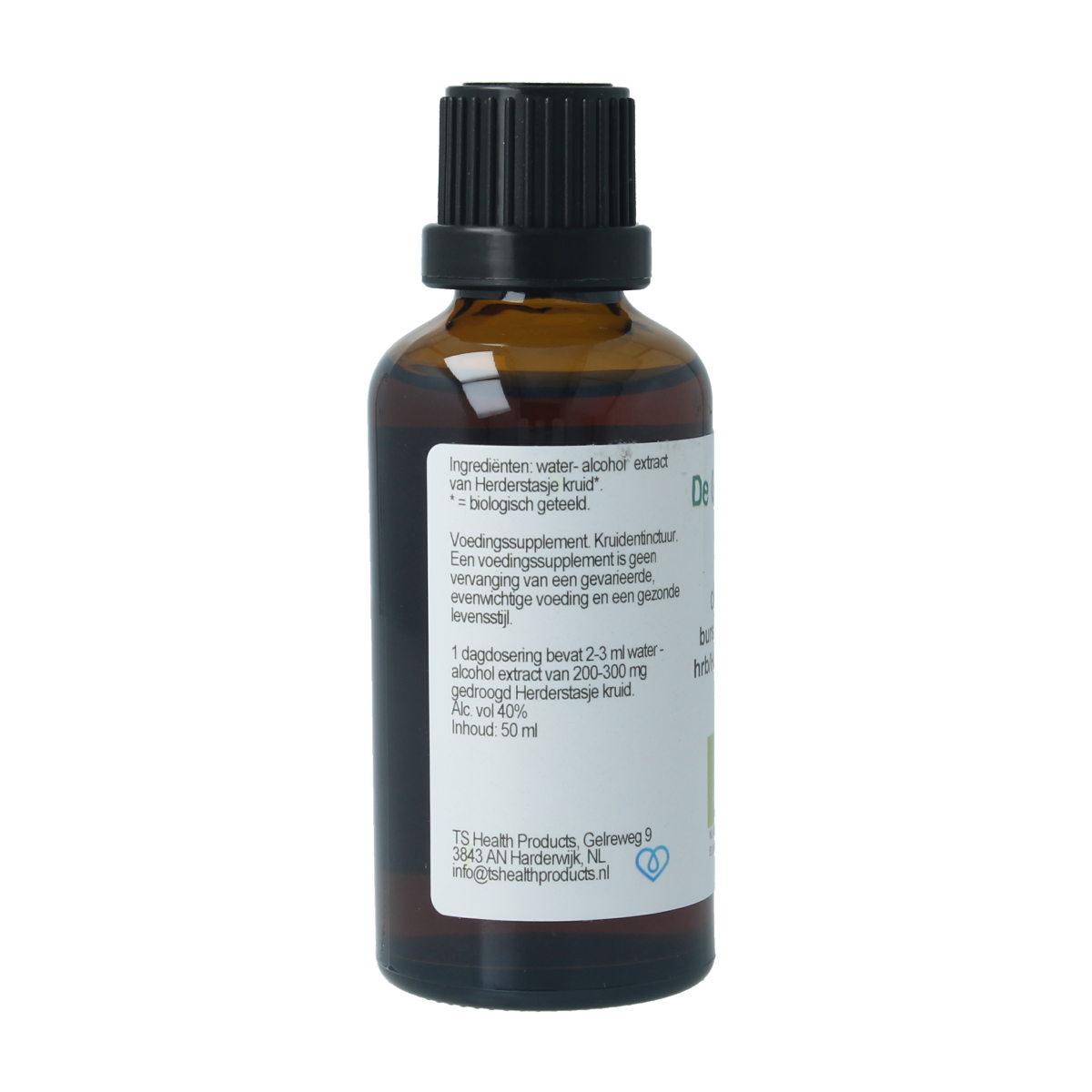 Cruydhof Capsella burs tinctuur in a 50ml dark glass bottle, herbal remedy from Cruydhof's natural herbal preparations collection.