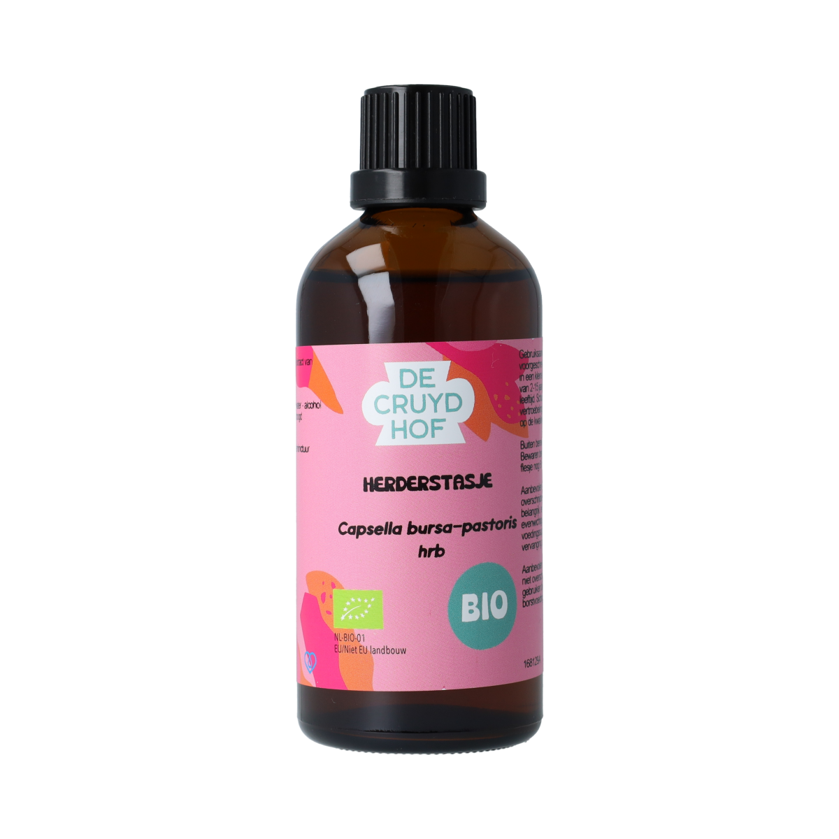 De Cruydhof Capsella burs tinctuur in 100ml bottle, herbal remedy with herbal preparation for natural health.