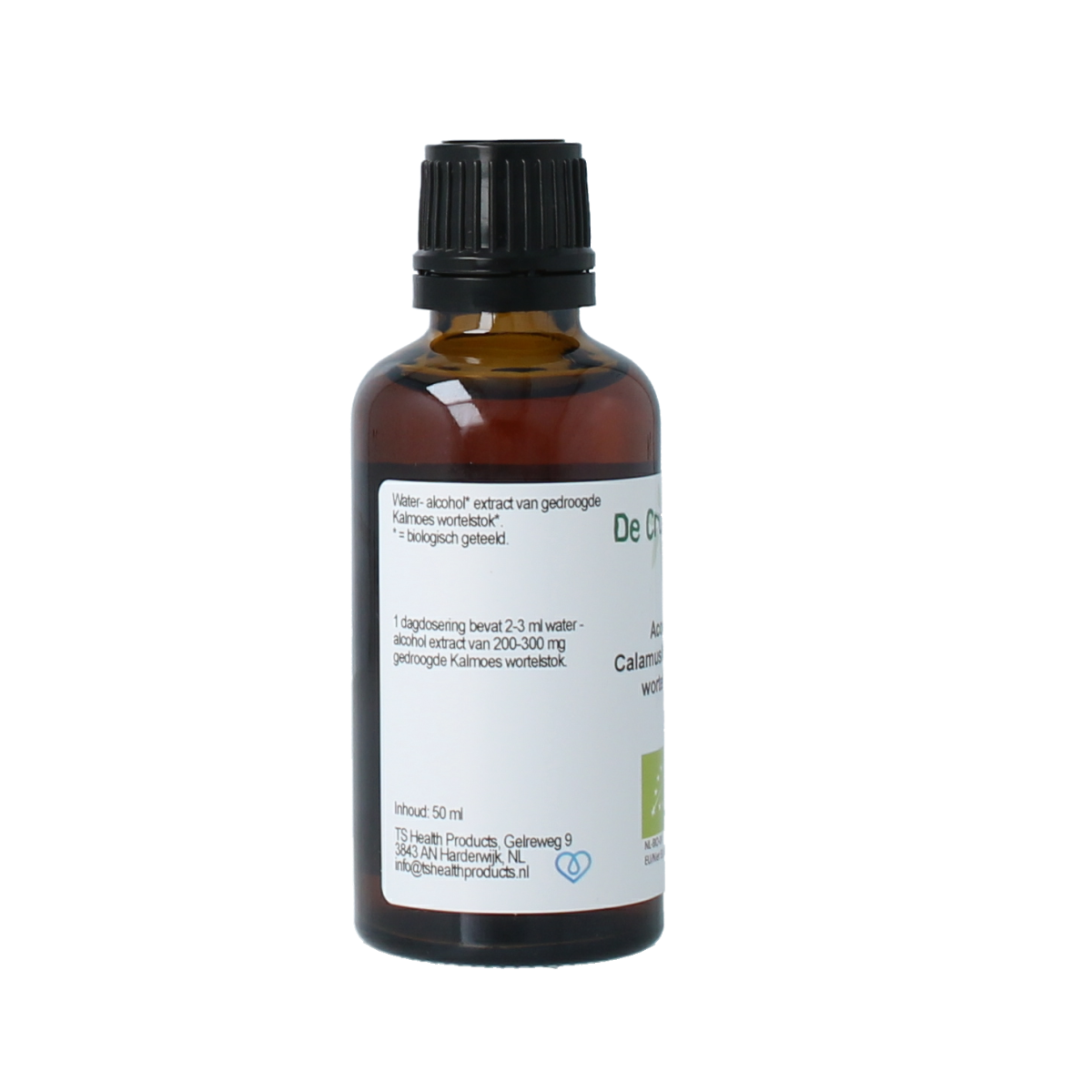 Cruydhof Acorus calamus tinctuur in 50ml bottle, organic herbal preparation with kalmoeswortel roots, natural medicinal extract.