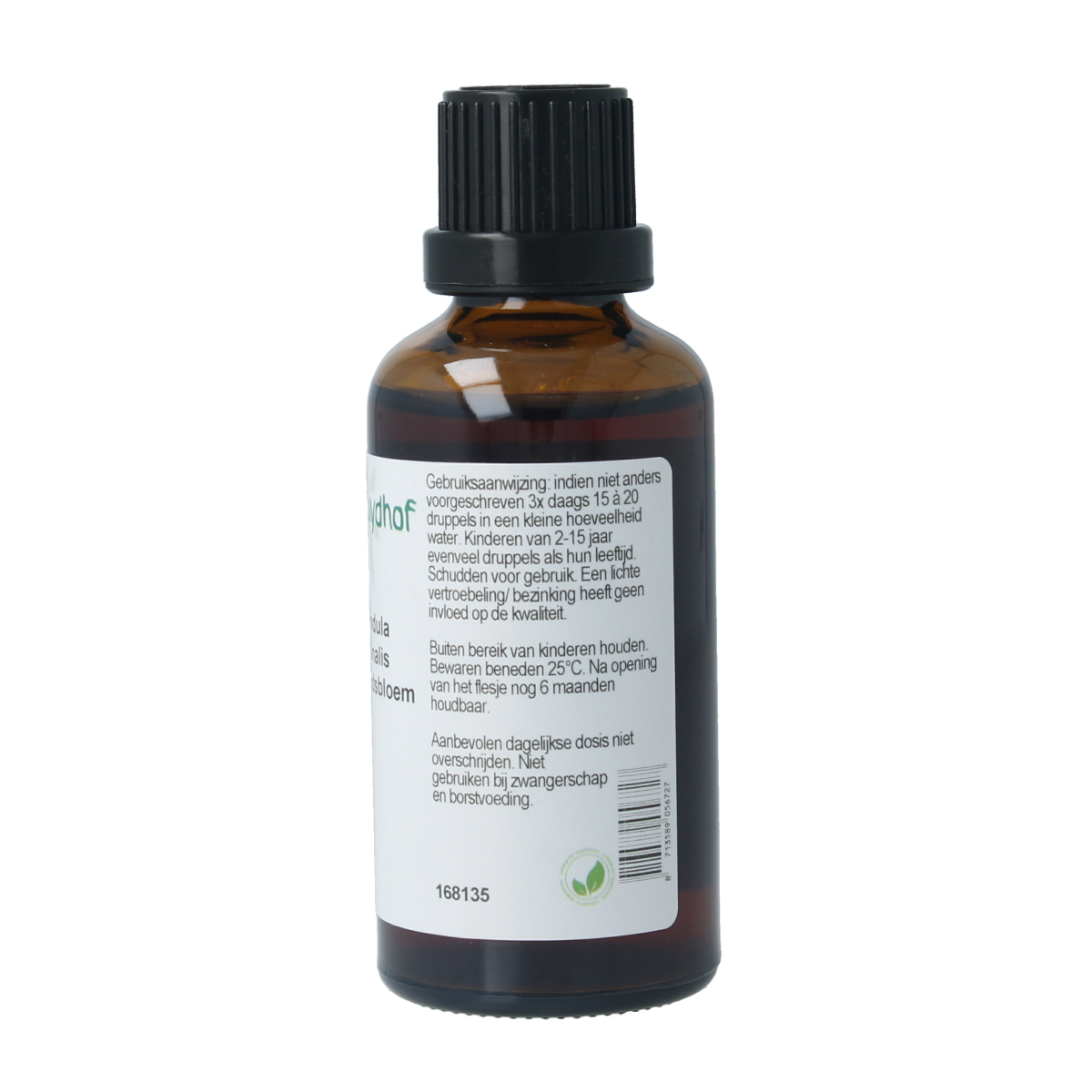 Cruydhof Calendula officinalis tincture 50ml bottle, herbal remedy with bright calendula flowers on label, natural herbal preparation.