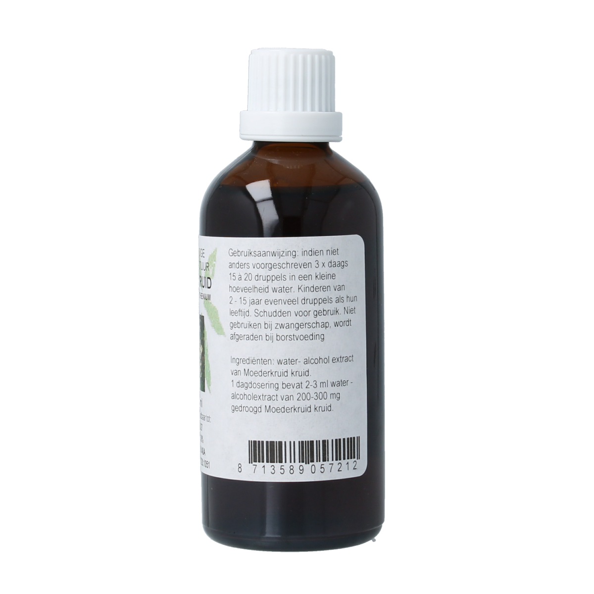 Cruydhof Tanacetum parthenium herb tincture in a 100ml bottle, used as a herbal remedy for various health benefits.
