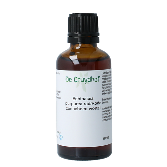 Cruydhof Echinacea purpurea root tincture in a 50ml bottle, a herbal preparation for immune support.
