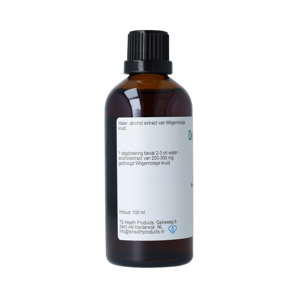De Cruydhof Epilobium angustifolium tinctuur in 100ml bottle, herbal supplement from De Cruydhof, with product label visible.