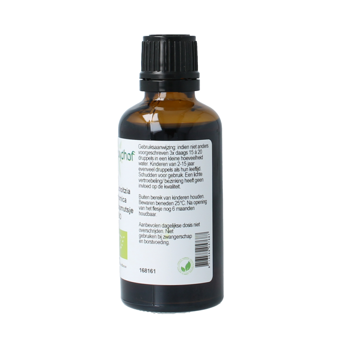 Cruydhof Eschscholtzia californica slaapmutsje tinctuur in 50ml bottle, herbal supplement for relaxation, natural herbal preparation.