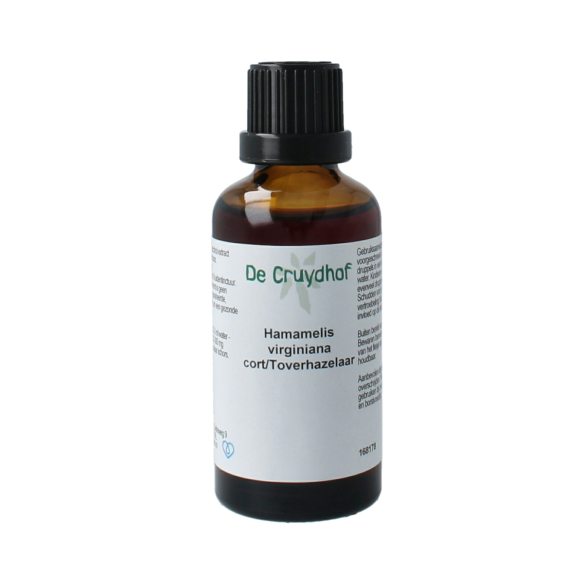 Cruydhof Hamamelis virginiana cort tinctuur in 50ml bottle, herbal preparation with witch hazel bark for natural remedies