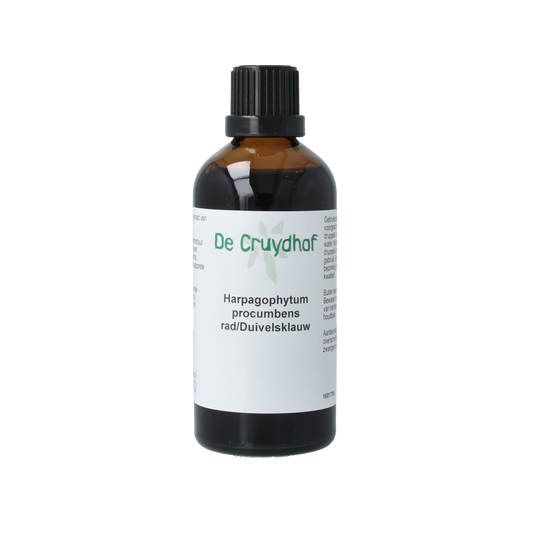 Cruydhof Harpagophytum tinctuur in 100ml bottle, herbal supplement with devil’s claw for natural health support.