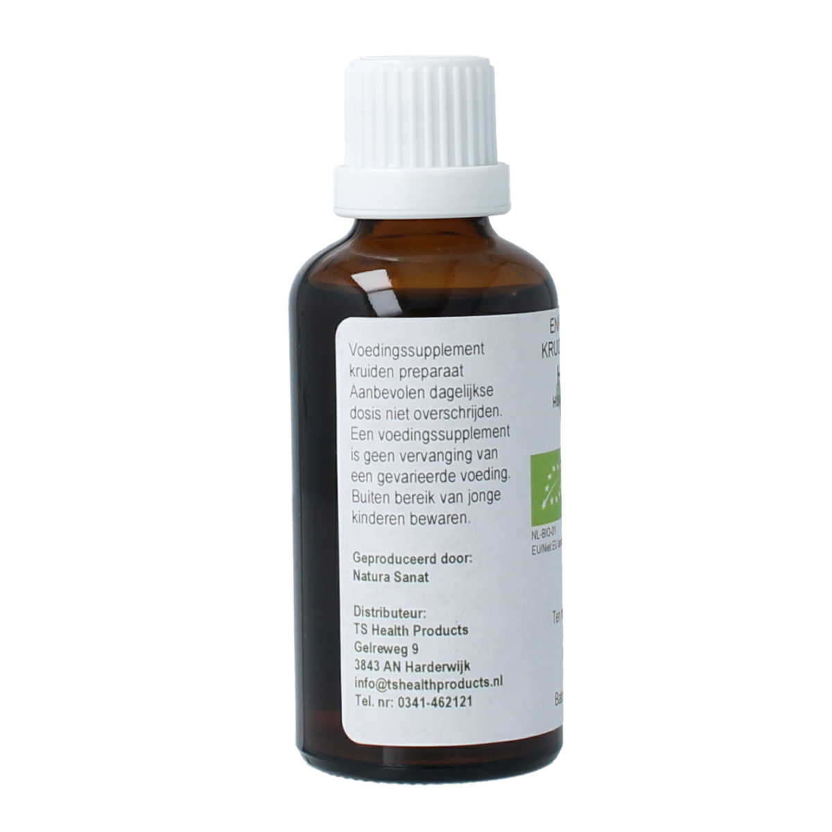 Cruydhof organic hop tincture in a 50ml bottle, herbal preparation with hops, natural herbal supplement for wellness.