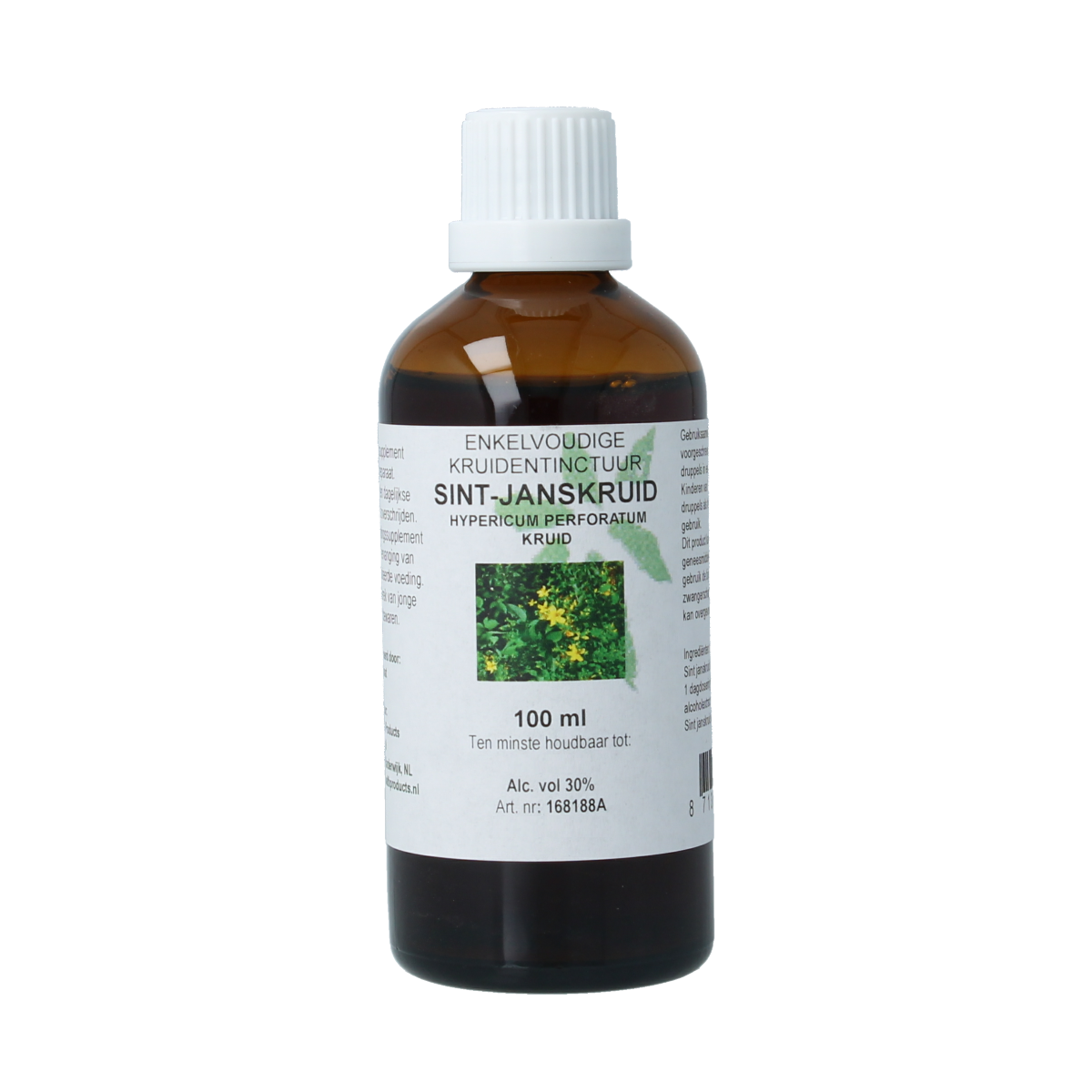 Natura Sanat Hypericum perforatum tinctuur in 100ml bottle, herbal remedy for mood support, with herbal plant imagery.