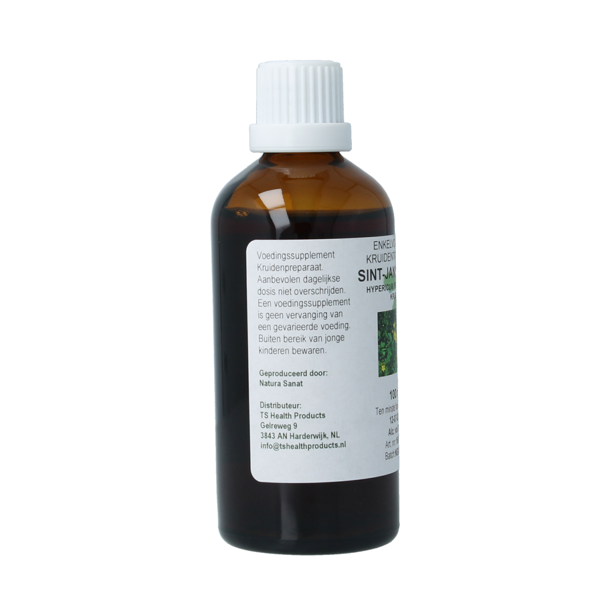 Natura Sanat Hypericum perforatum tinctuur in a 100ml bottle, herbal supplement from Natura Sanat with labeled packaging.