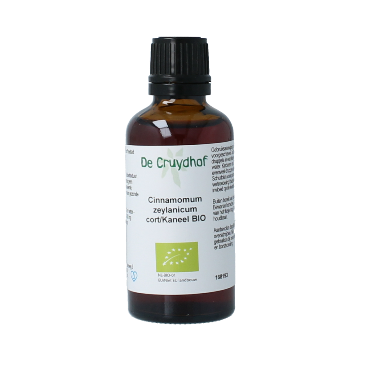Cruydhof Cinnamomum zeyl cort cinnamon tincture in a 50ml bottle, natural herbal extract from Cruydhof, herbal supplement.