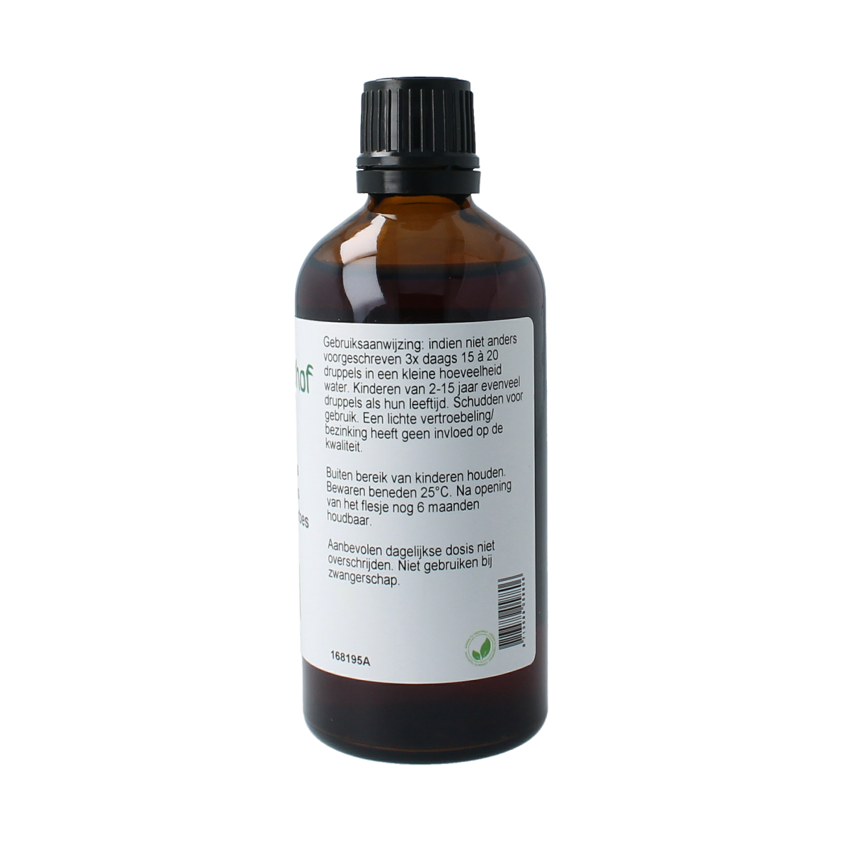Cruydhof Juniperus communis fruct tinctuur in a 100ml bottle, featuring fresh juniper berries for herbal preparation.