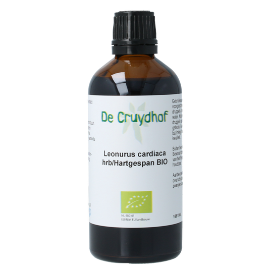Cruydhof Leonorus card herbal tincture in a 100ml bottle, featuring herbal preparations with hartgespan plant for natural remedy use