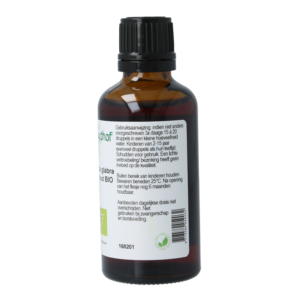 Cruydhof Glycyrrhiza glabra radix organic licorice root tincture in 50ml bottle, herbal supplement for natural health.
