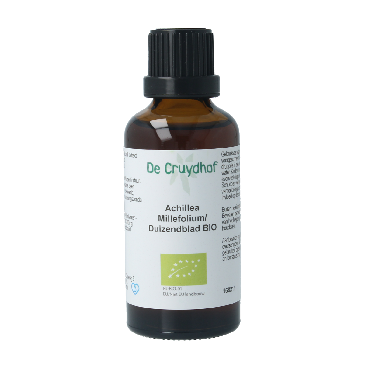 Cruydhof Achillea millefolium tinctuur in a 50ml bottle, a natural herbal remedy from Cruydhof's organic kruidenpreparaten line.