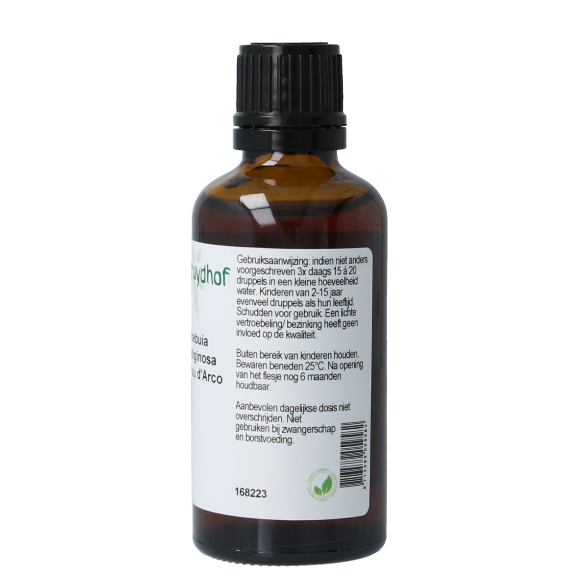 Cruydhof Pau d'Arco tinctuur in 50ml bottle, herbal supplement from Tabebuia impetiginosa, natural herbal remedy.