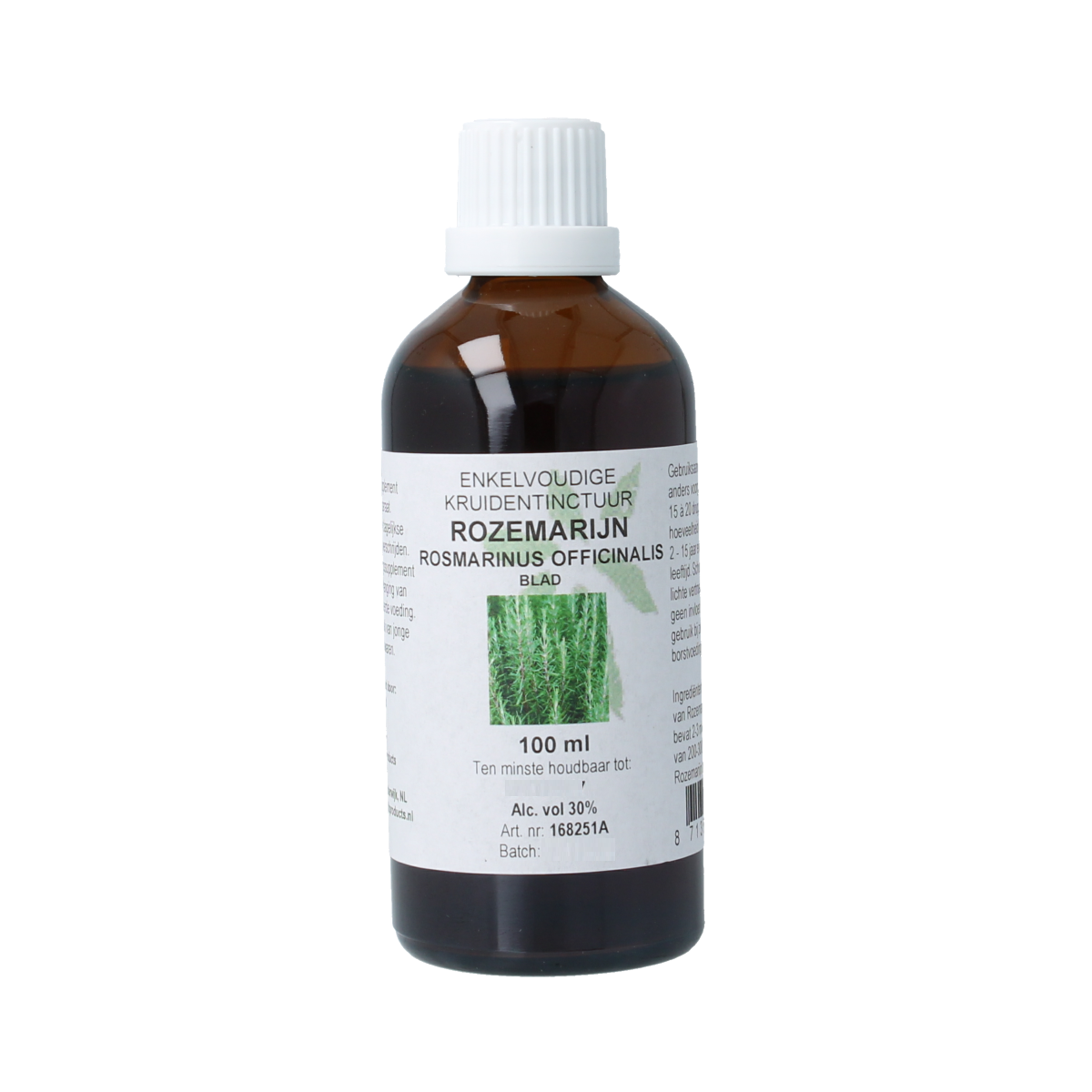 Cruydhof Rosmarinus off fol rosemary tincture in 100ml bottle, herbal preparation with fresh rosemary leaves and herbal extract