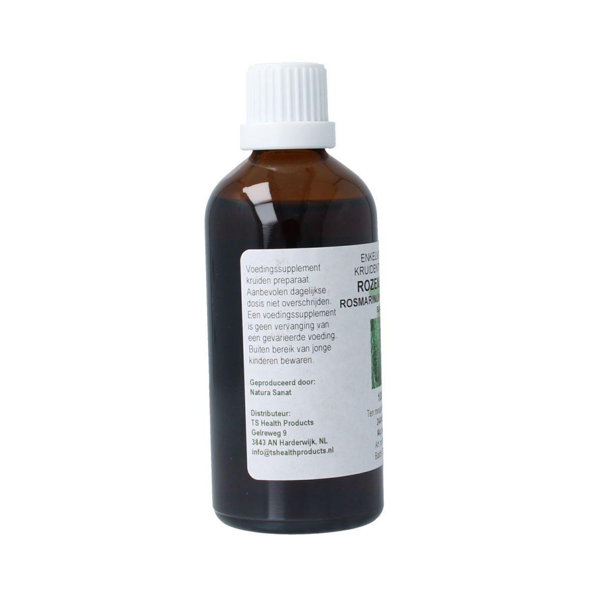 Cruydhof Rosmarinus officinalis herbal tincture 100ml in a glass bottle with a dropper for culinary and medicinal use