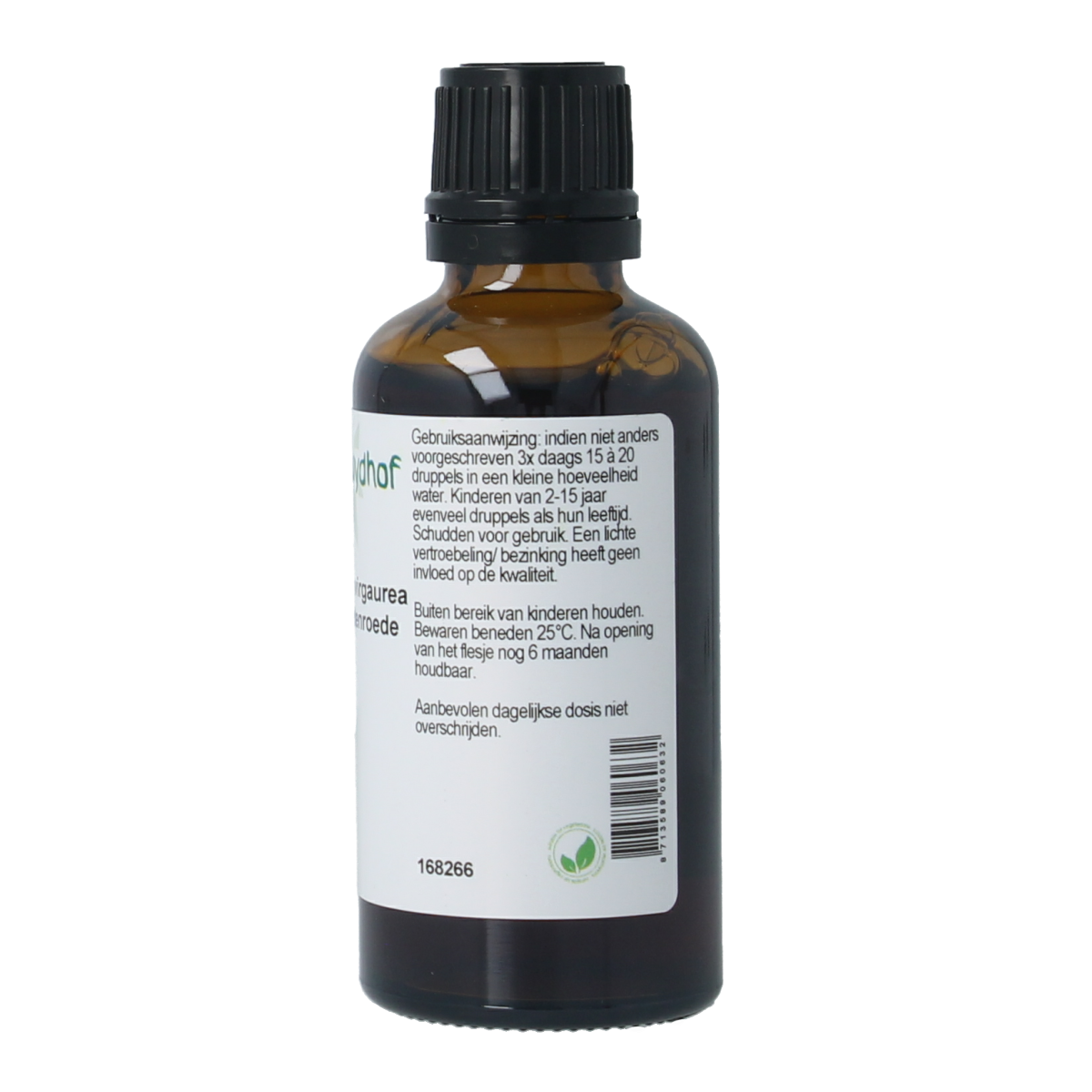 Cruydhof Solidago virg herb tincture in 50ml bottle, featuring goldenrod plant for herbal remedy use.