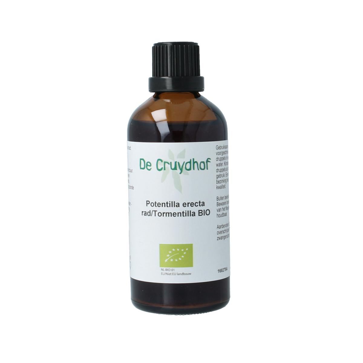 Cruydhof bio Tormentil wortel tinctuur in 100ml bottle, herbal supplement with natural herbal extract for wellness.