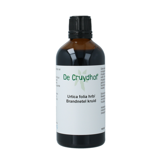 Cruydhof Urtica dioica brandnetel kruid tinctuur in 100ml bottle, herbal supplement for natural health and wellness.