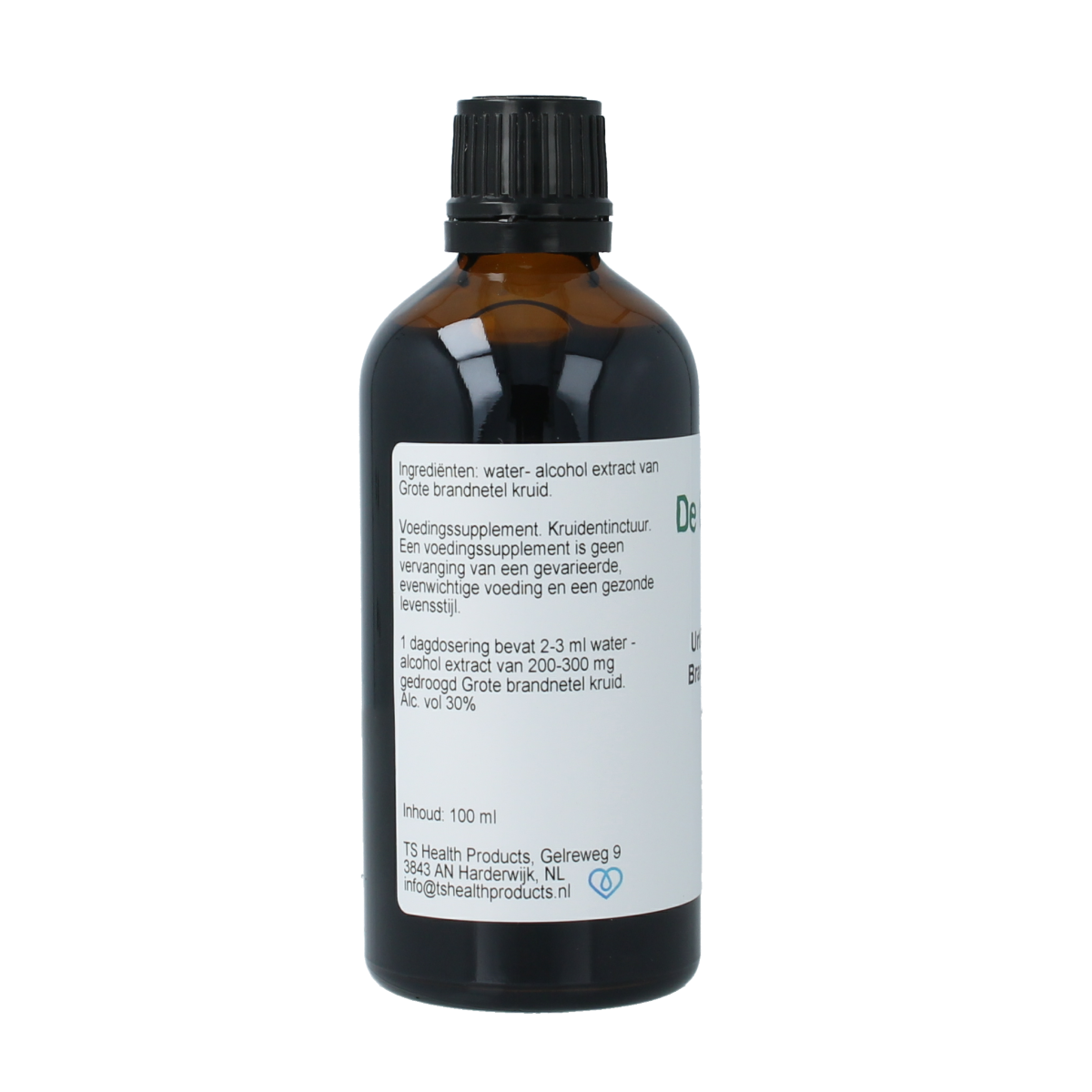 Cruydhof Urtica dioica (nettle) herbal tincture in a 100ml bottle, featuring fresh green nettle leaves and herbal extract.