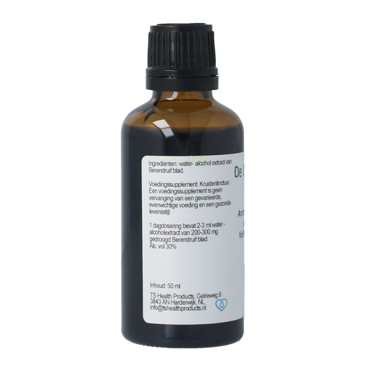 Cruydhof Arctostaphylus uva ursi tinctuur in 50ml bottle, herbal remedy for urinary health, with natural herbal ingredients.