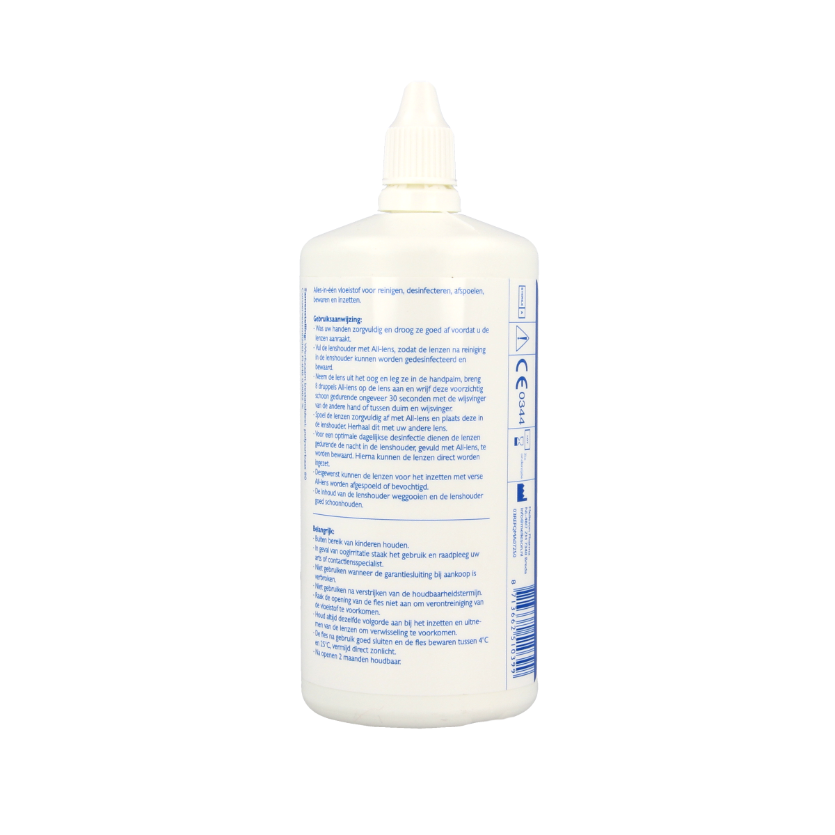 All Lens Alles-in-een contactlensvloeistof in 250ml bottle, suitable for all lens types, from All Lens optiek brand.