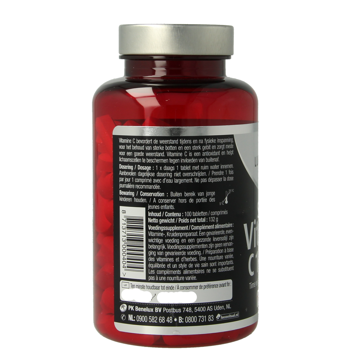 Lucovitaal Vitamine C 1000 tablets, dietary supplement with 100 tablets for immune support and daily vitamin intake.
