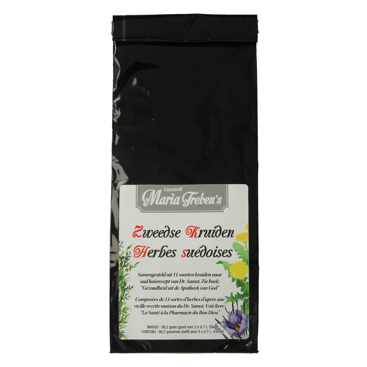 Maria Treben Zweedse kruiden mix in 90.2g package, featuring a blend of herbs for cooking and seasoning.