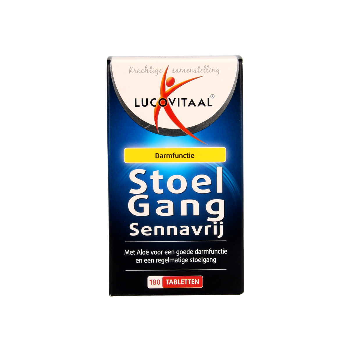 Lucovitaal Stoelgang zonder senna herbal supplement tablets, 180 count, natural bowel support product.