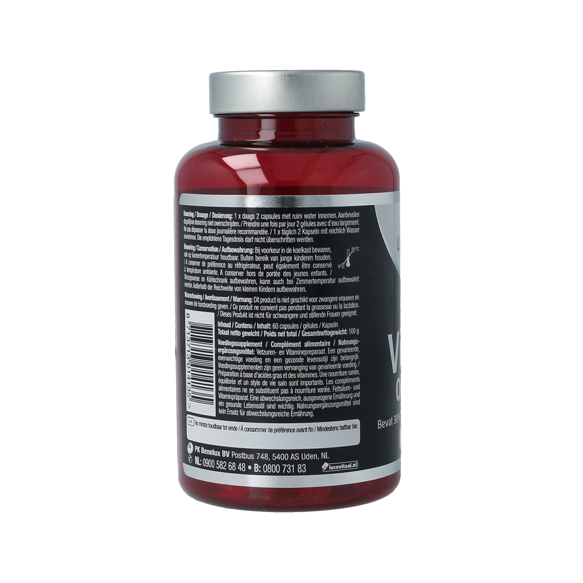 Lucovitaal Super visolie omega 3 capsules, softgel dietary supplement with omega-3 fatty acids, shown in a close-up image.