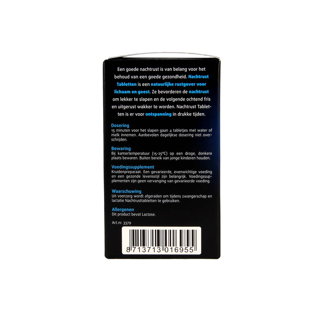 Lucovitaal Nachtrust herbal supplement tablets in a blister pack, natural remedy for better sleep, herbal preparation by Lucovitaal