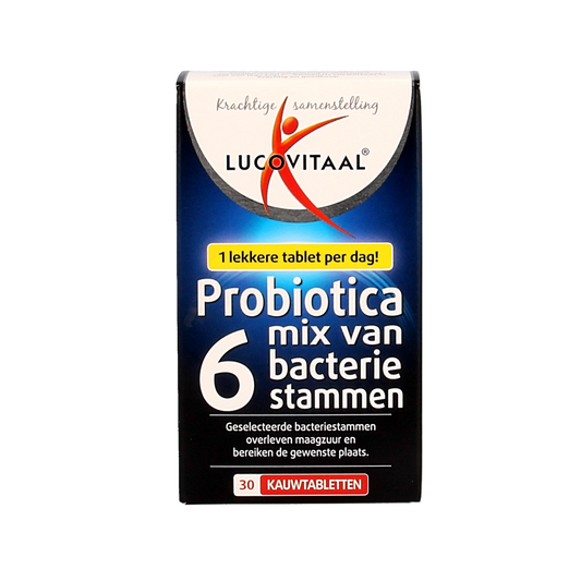 Lucovitaal Probiotica micro-organismen chewable tablets, 30 count, dietary supplement for digestive health.