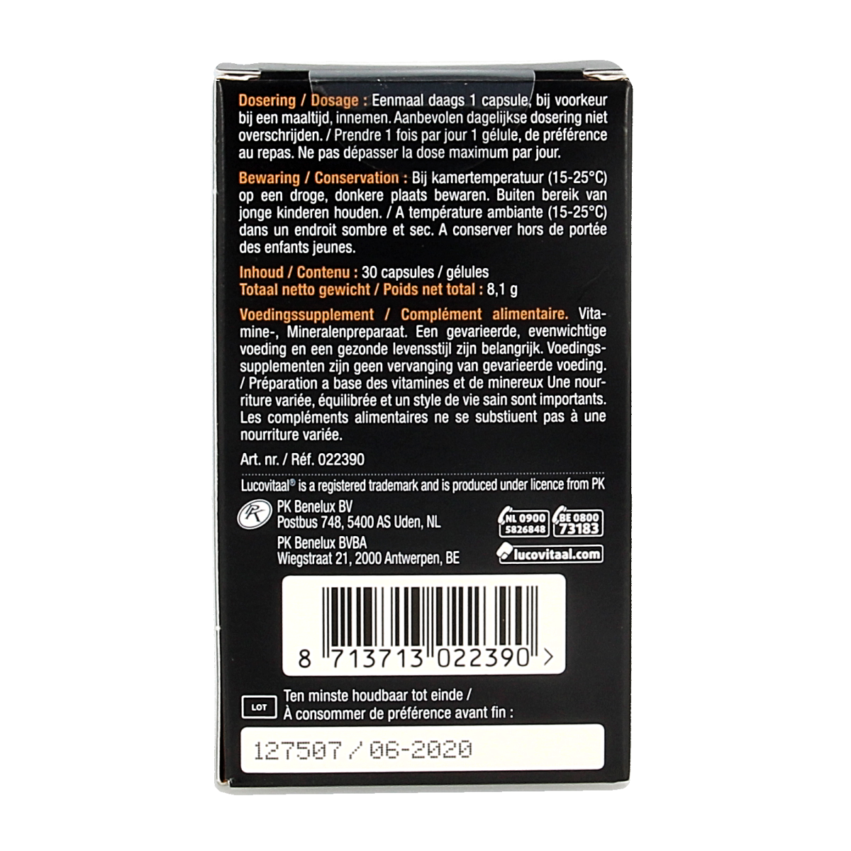 Lucovitaal Ogen scherp zien & vochtbalans herbal supplement capsules, 30 count, for eye health and moisture balance
