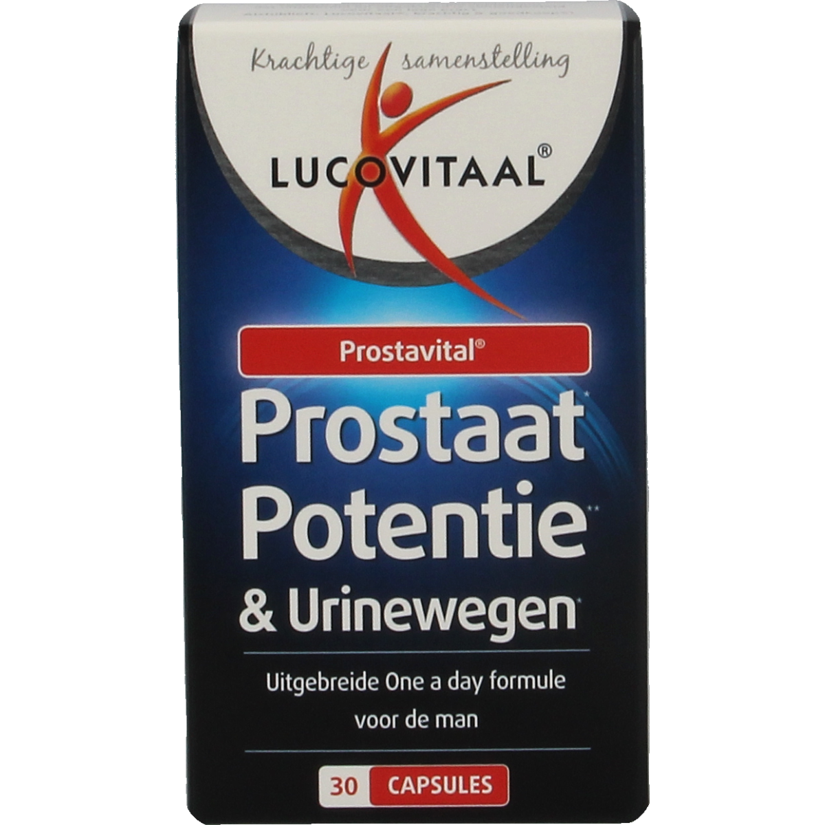 Lucovitaal Prostaat kruidenpreparaat with 30 capsules, supporting prostate health and urinary function.