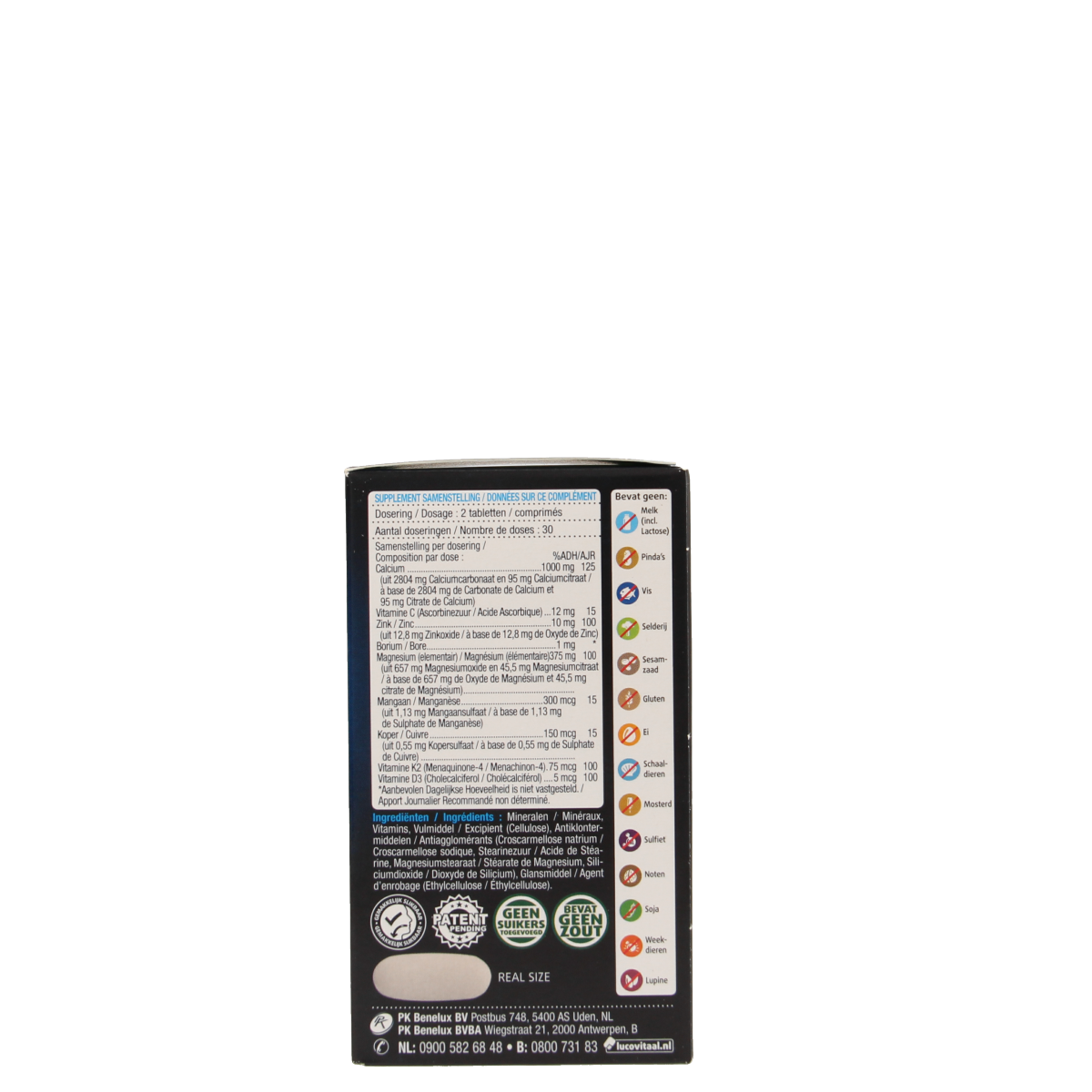 Lucovitaal Calcium Magnesium Mineralen Multi tablets, 60 count, showing the supplement tablets in a blister pack