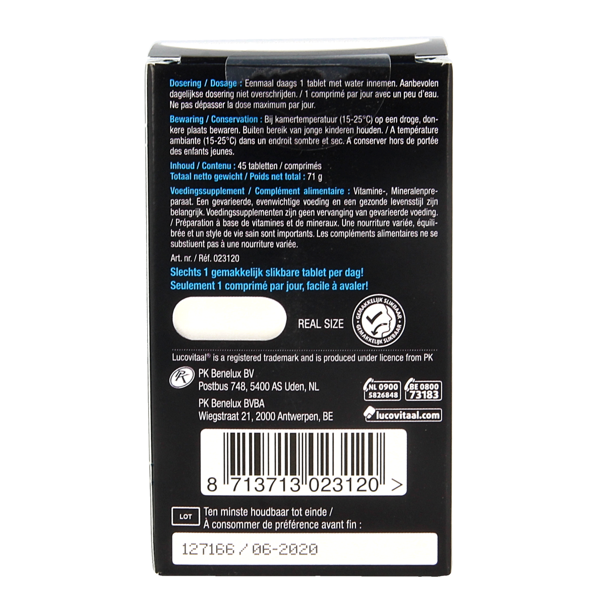 Lucovitaal Magnesium supplement bottle with 45 tablets, designed to support stress relief and reduce fatigue.