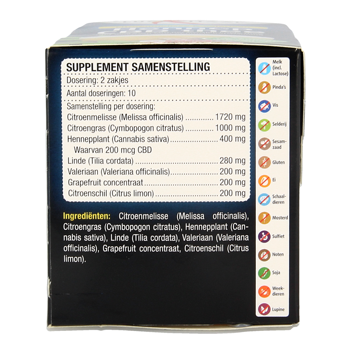 Lucovitaal Hennep CBD thee with 20 tea bags, herbal tea with hemp CBD, in a resealable package.