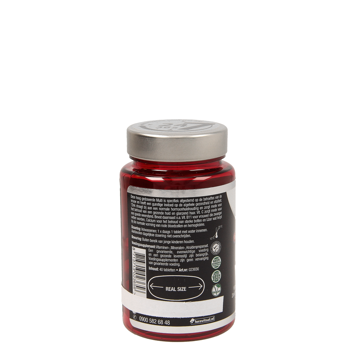 Lucovitaal Multi+ Compleet Vrouw multivitaminen in tabletvorm, 40 stuks, voor dagelijkse voedingssupplementen.