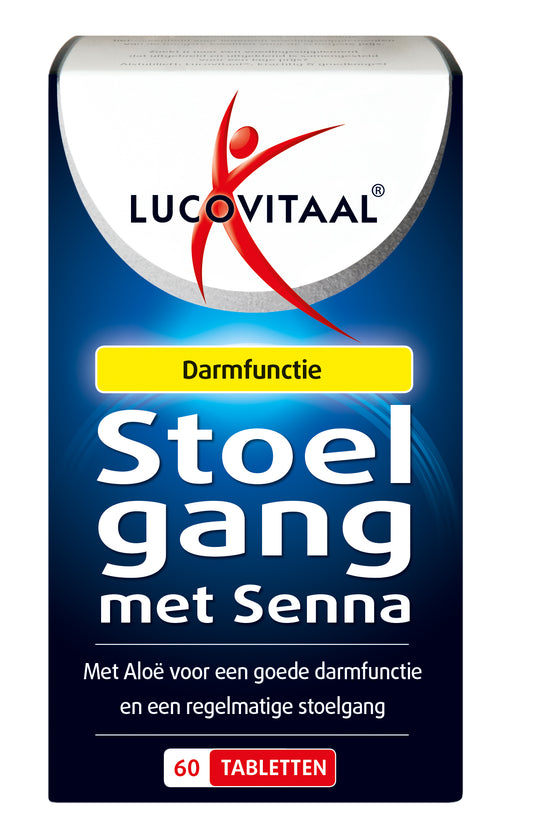 Lucovitaal Stoelgang met senna kruidenpreparaten in een doos met 60 tabletten, natuurlijke laxatief voor reguliere stoelgang.