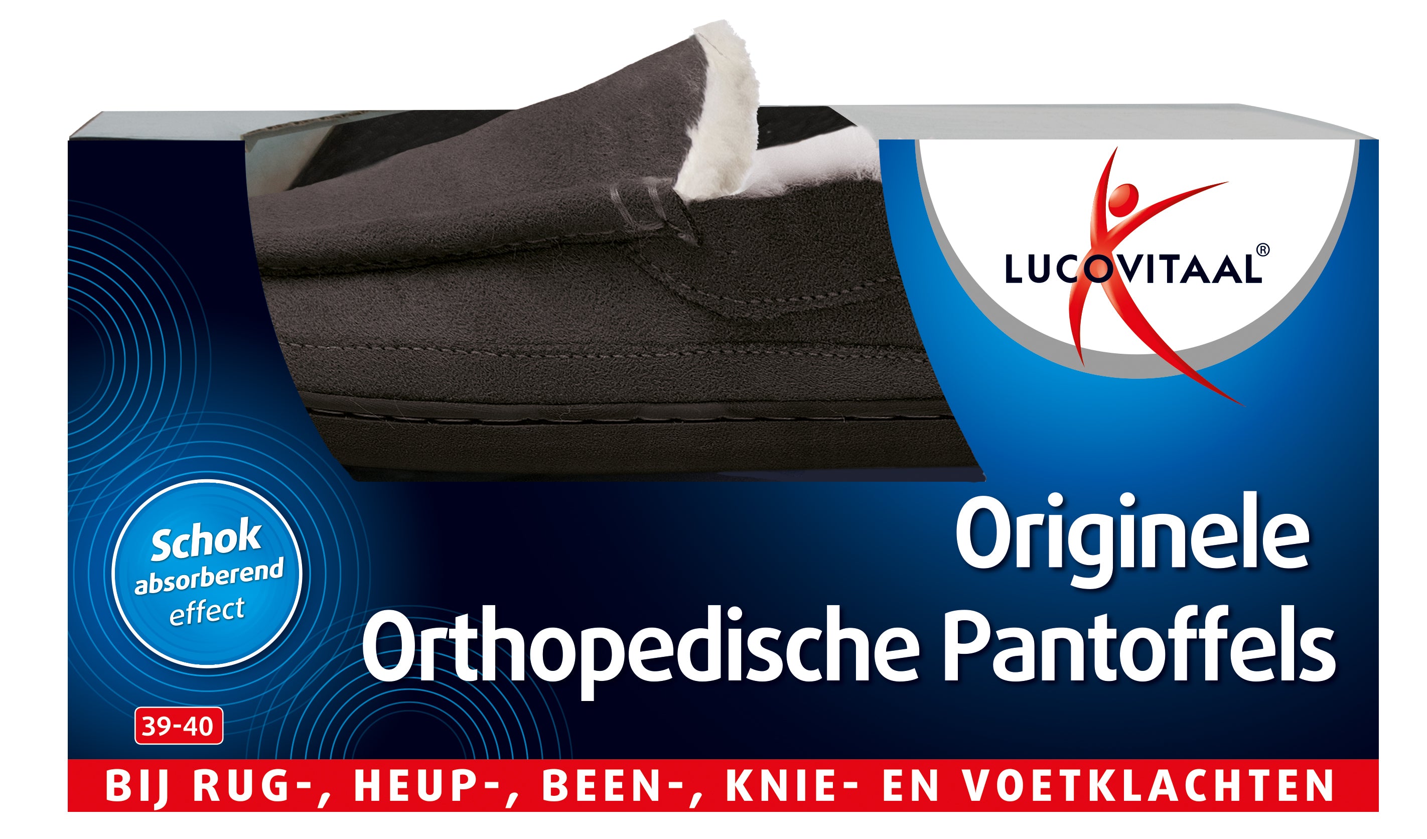 Lucovitaal orthopedische pantoffels in antraciet, maat 39-40, soft slippers designed for comfort and support.
